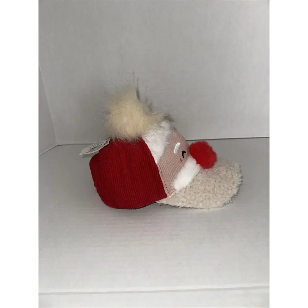 Holiday Time Santa Claus Face Sherpa Baseball Hat Pom Christmas UNISEX Adult NEW